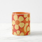 レトロフローラオレンジと黄色のパターン マグカップ (中央)