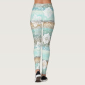 レトロフローラオンシファンキーックカッコいいストライプパターン レギンス (裏面)