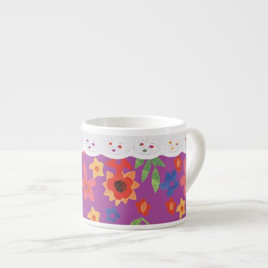 レトロフローラオンマゼンタフェイク、レースエスプレッソマグ エスプレッソカップ (正面右)