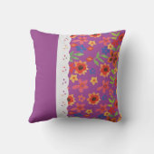 レトロフローラオンMagenta、レースフェイクピロークッション クッション (裏面)