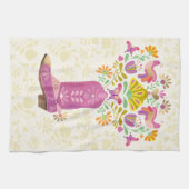 レトロフローラカウボーイブーツ，キッチンタオル キッチンタオル (横)