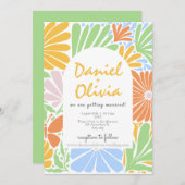 レトロフローラカラフルフレ結婚ーム 招待状 (正面/裏面)