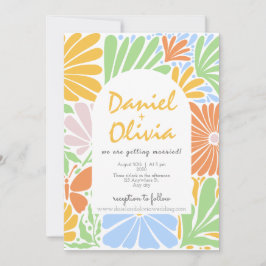 レトロフローラカラフルフレ結婚ーム 招待状