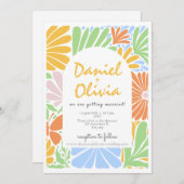 レトロフローラカラフルフレ結婚ーム 招待状 (正面/裏面)