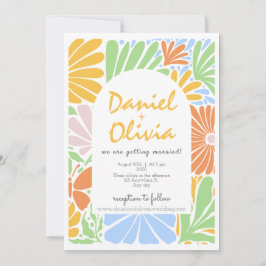 レトロフローラカラフルフレ結婚ーム 招待状