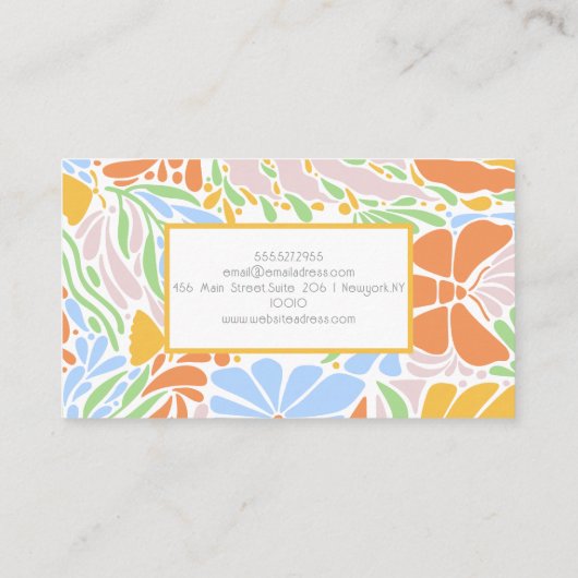 レトロフローラカラフル枠 名刺 (裏面)