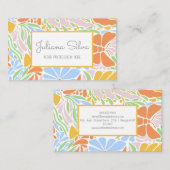 レトロフローラカラフル枠 名刺 (正面/裏面)