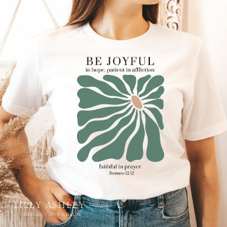 レトロフローラキリスト教女性用Christian Shirt with Verse Tシャツ