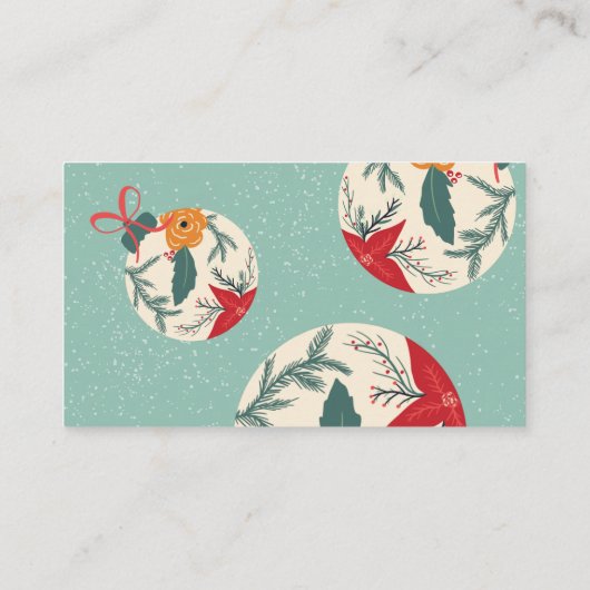 レトロフローラクリスマスボール企業の挨拶 名刺 (裏面)