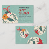 レトロフローラクリスマスボール企業の挨拶 名刺 (正面/裏面)