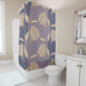 レトロフローラクロカスの青いマウスの壁紙タイル シャワーカーテン (インサイチュ)