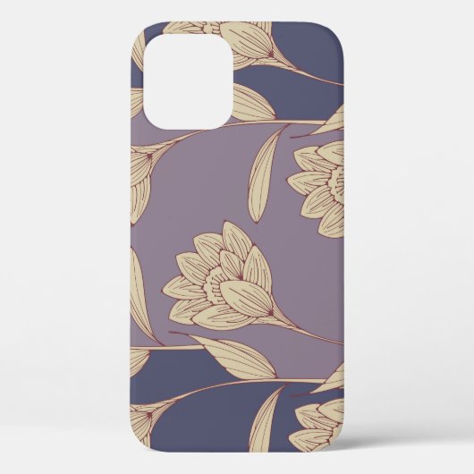 レトロフローラクロッカス:ブルーマウーブ壁紙 Case-Mate iPhoneケース (裏面)