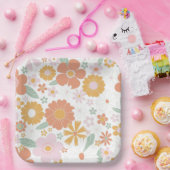 レトロフローラグルービー誕生日 ペーパープレート (パーティー)