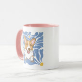 レトロフローラコルギラバーピンク&パープルコーヒーマグ マグカップ (正面左)