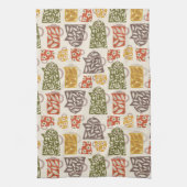 レトロフローラコーヒーポットとカップ キッチンタオル (縦)