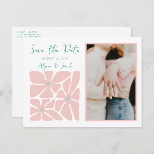 レトロフローラシック写真保存日付 ポストカード (正面/裏面)