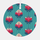 レトロフローラシームレスパターン。 ガラスオーナメント (裏面)