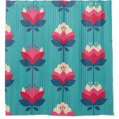 レトロフローラシームレスパターン。 シャワーカーテン (正面)