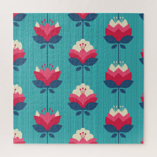 レトロフローラシームレスパターン。 ジグソーパズル