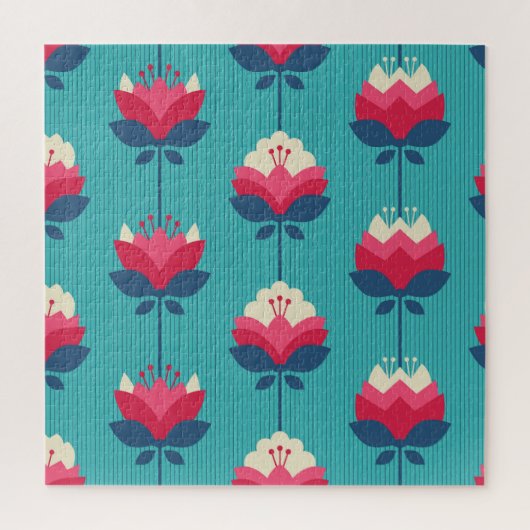 レトロフローラシームレスパターン。 ジグソーパズル (縦)