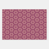 レトロフローラシームレスパターン（ブルゴーニュとピンク） ラッピングペーパーシート (正面)