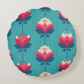 レトロフローラシームレスパターン。 ラウンドクッション (裏面)