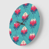 レトロフローラシームレスパターン。 ラージ壁時計 (傾斜)