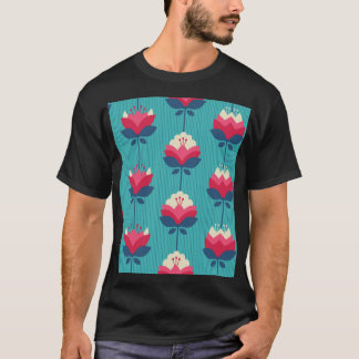 レトロフローラシームレスパターン。 Tシャツ