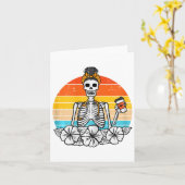 レトロフローラスケルトンナースハロウィンスクラブトップFa カード (黄色い花)