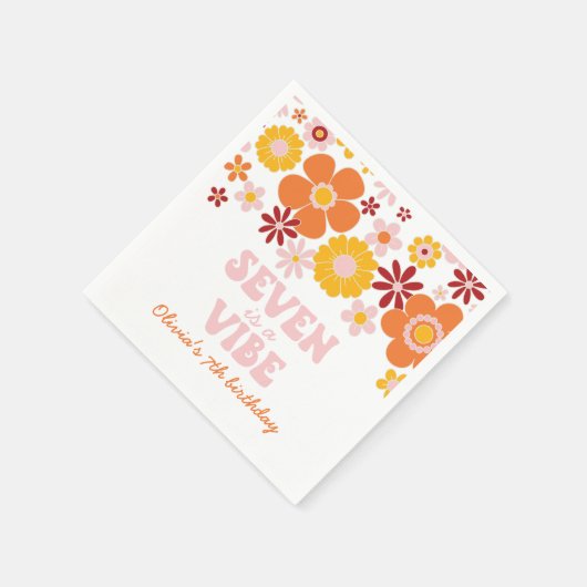 レトロフローラセブンはヴィベ7歳の誕生日だ スタンダードカクテルナプキン (角)
