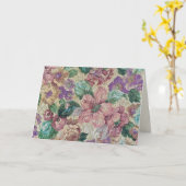 レトロフローラタペストリー誕生日 カード (黄色い花)