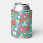 レトロフローラターコイズブルーカスタムベビーシャワー 缶クーラー (缶裏面)