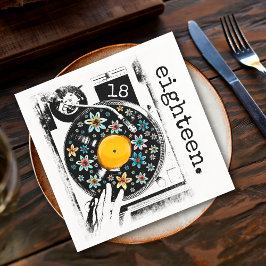 レトロフローラターンテーブル18th18誕生日 スタンダードカクテルナプキン