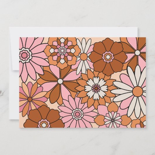 レトロフローラデイジー2グルーヴィ誕生日 招待状 (裏面)