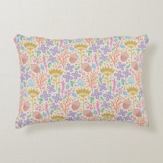 レトロフローラデザインと花と果実。 アクセントクッション (正面)