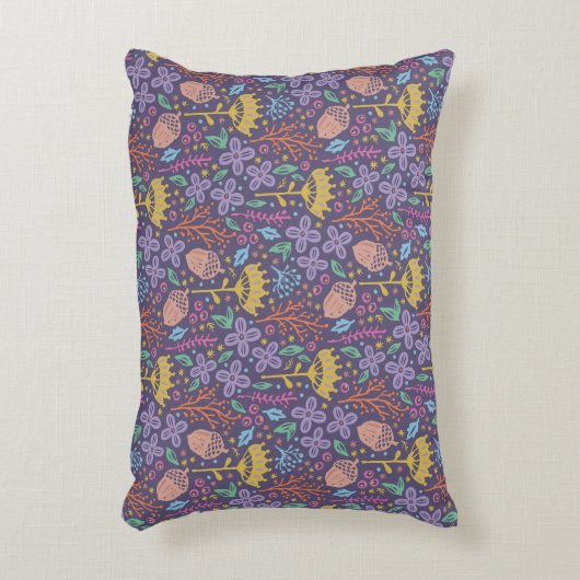 レトロフローラデザインと花と果実。 アクセントクッション (正面(垂直))