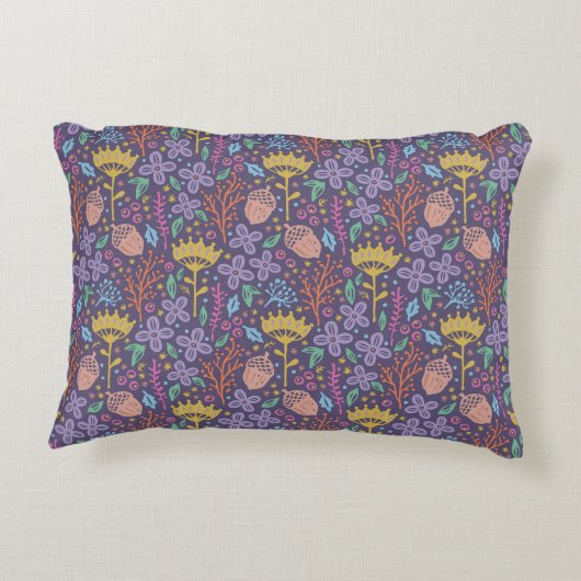 レトロフローラデザインと花と果実。 アクセントクッション (裏面)