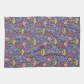 レトロフローラデザインと花と果実。 キッチンタオル (横)