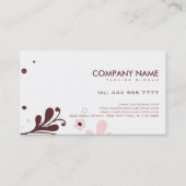 レトロフローラデザインブラウンホワイトおよびピンク 名刺 (裏面)