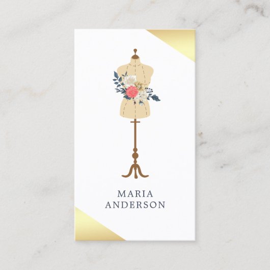 レトロフローラドレス型枠マネキンファッションスタイリスト 名刺 (正面)
