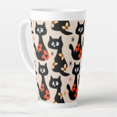 レトロフローラネコ（ソフトベージュ） カフェラテマグ (左アングル)