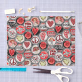 レトロフローラハートバレンタインデーボトルキャップアート 薄葉紙 (クラフト)