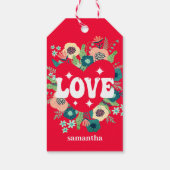 レトロフローラハートラブレッドバレンタインデー ギフトタグ (裏面)