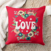レトロフローラハートラブレッドバレンタインデー クッション (ブランケット)