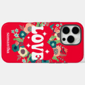 レトロフローラハートラブレッドバレンタインデー Case-Mate iPhoneケース (裏面 (横))