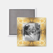 レトロフローラバロック金枠。文字。 マグネット (正面/裏面)