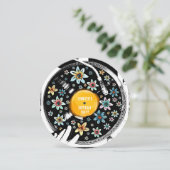 レトロフローラパーソナライズされたレコード招待状 (スタンド正面)