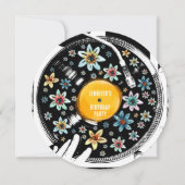レトロフローラパーソナライズされたレコード招待状 (正面)