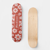 レトロフローラパーソナライズされた名 スケートボード (正面)