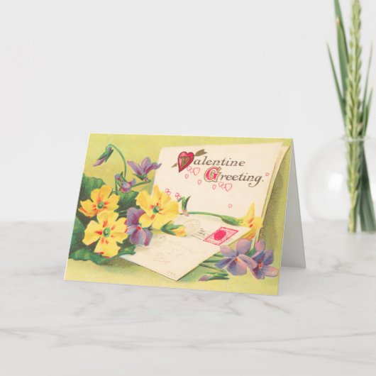 レトロフローラビクトリアンバレンタインデーのカード シーズンカード (正面)